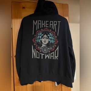 Obey Make Art Not War zip up hoodie